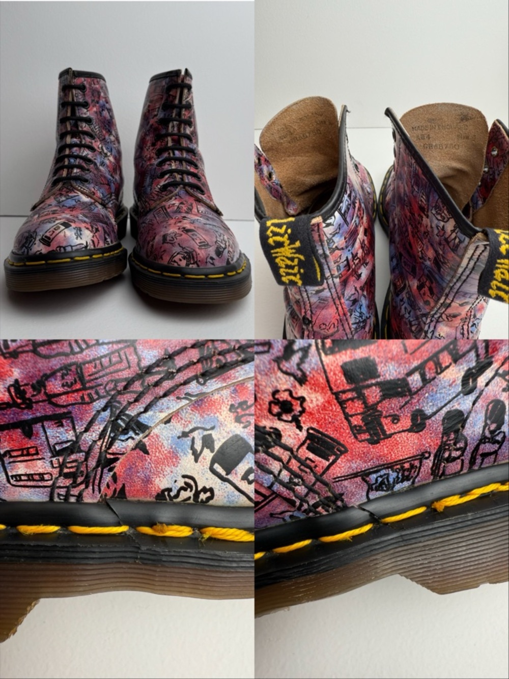 Dr. Martens 1460 Vintage England London Icons Scene Print 8 Eye Boots UK 5 - Picture 12 of 16